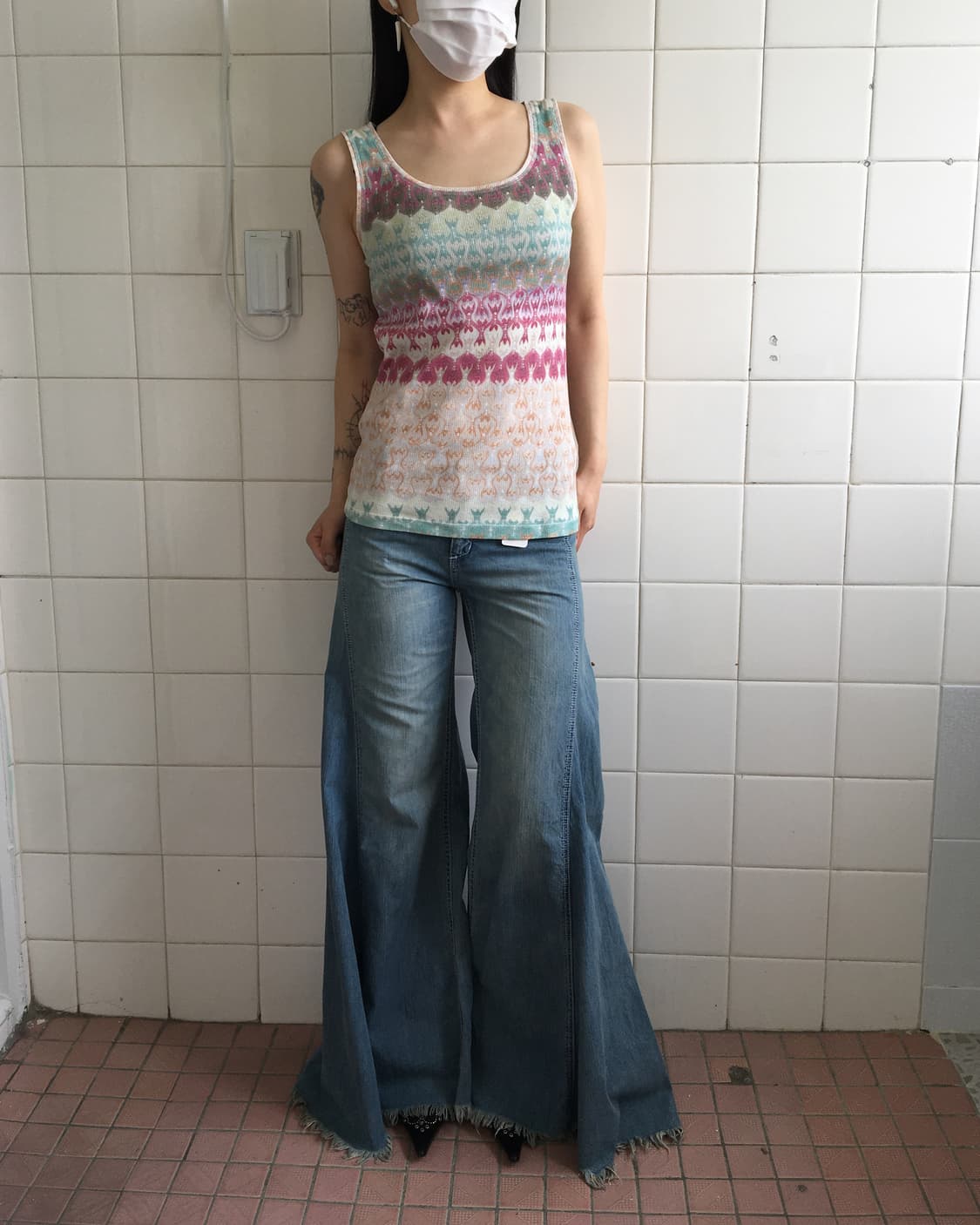 Ornament pattern ribbed sleeveless 상품이미지5