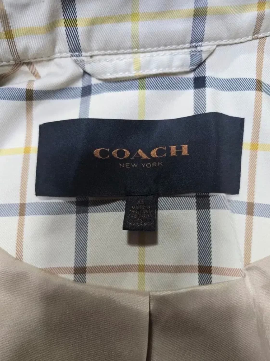 코치 COACH 체크 숏트렌치 코트 XS 상품이미지3