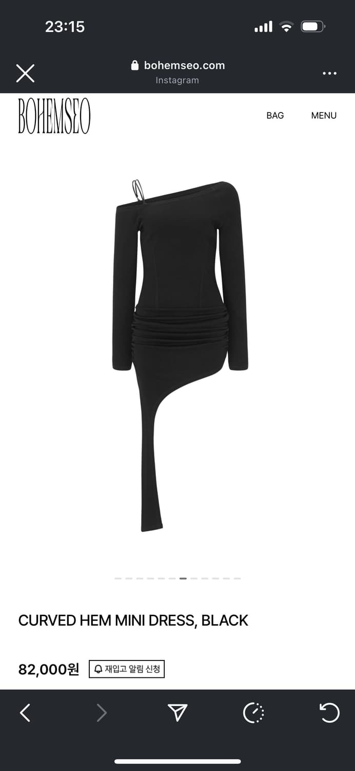 CURVED HEM MINI DRESS, BLACK 상품이미지3