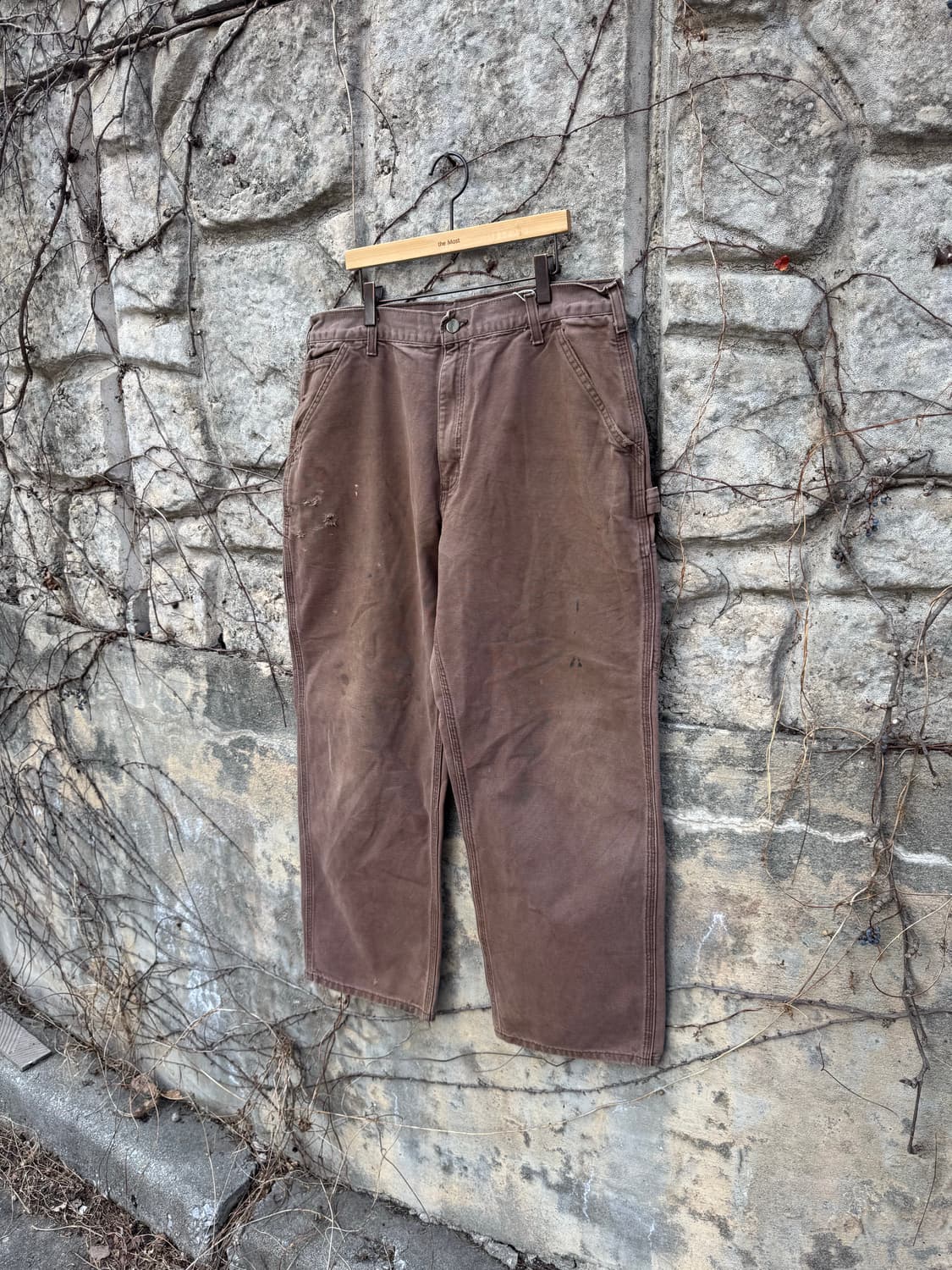 00s 칼하트 빈티지 b11 cht 페이딩 싱글니 워크 팬츠 상품이미지3