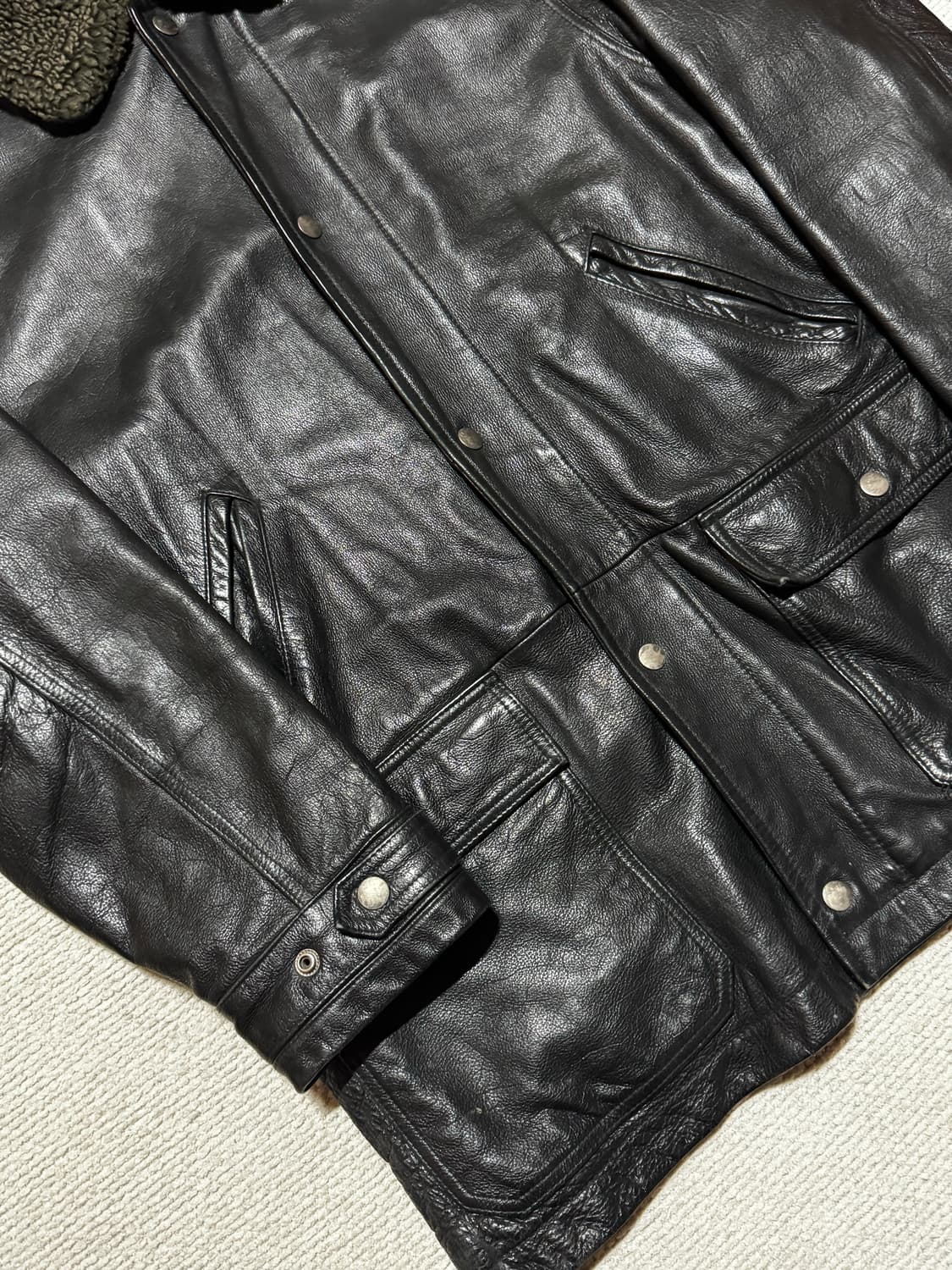 90s 올드 갭 프리미엄 카우레더 코트 L 상품이미지4