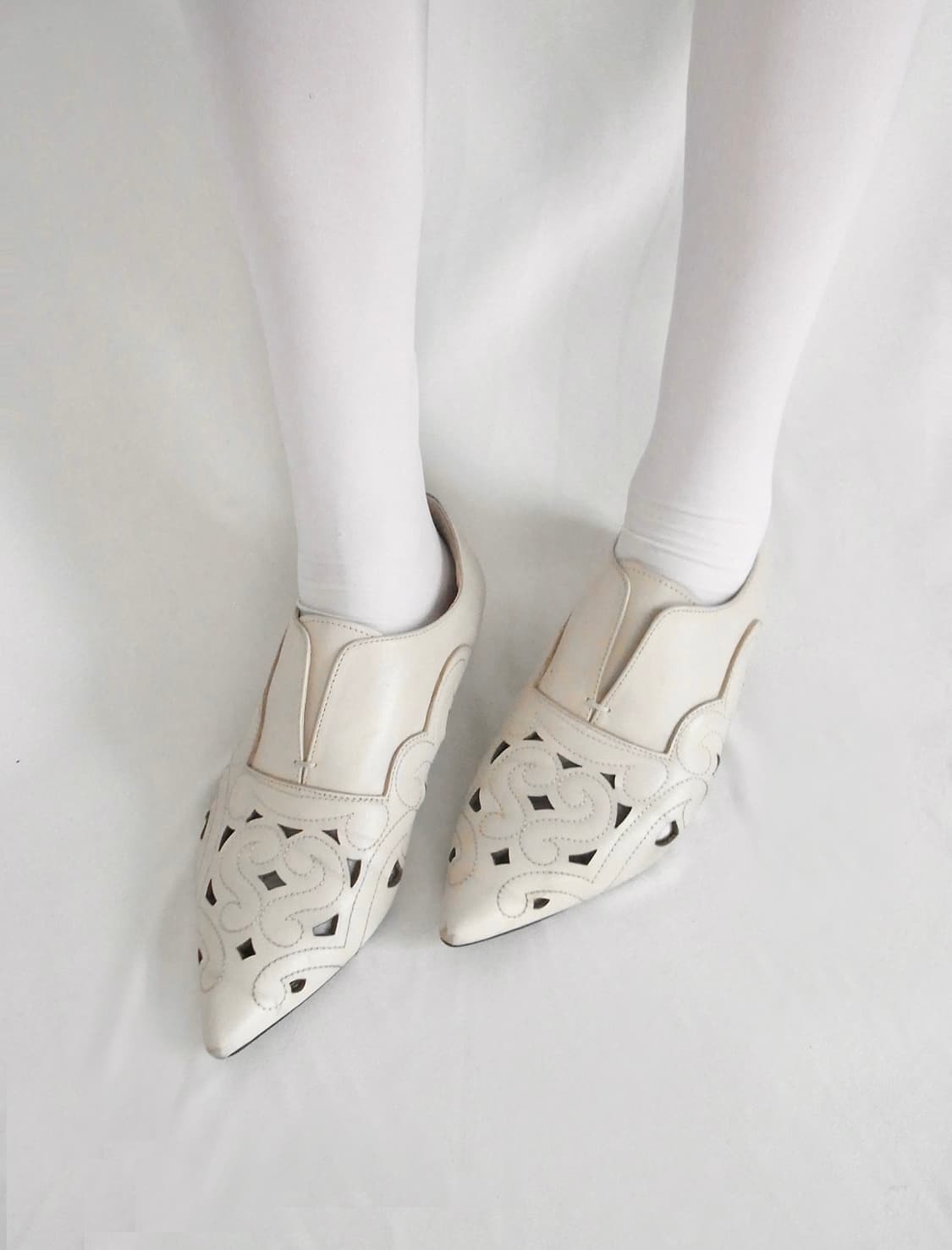 Ivory leather carving ৎ୭ flats 상품이미지5