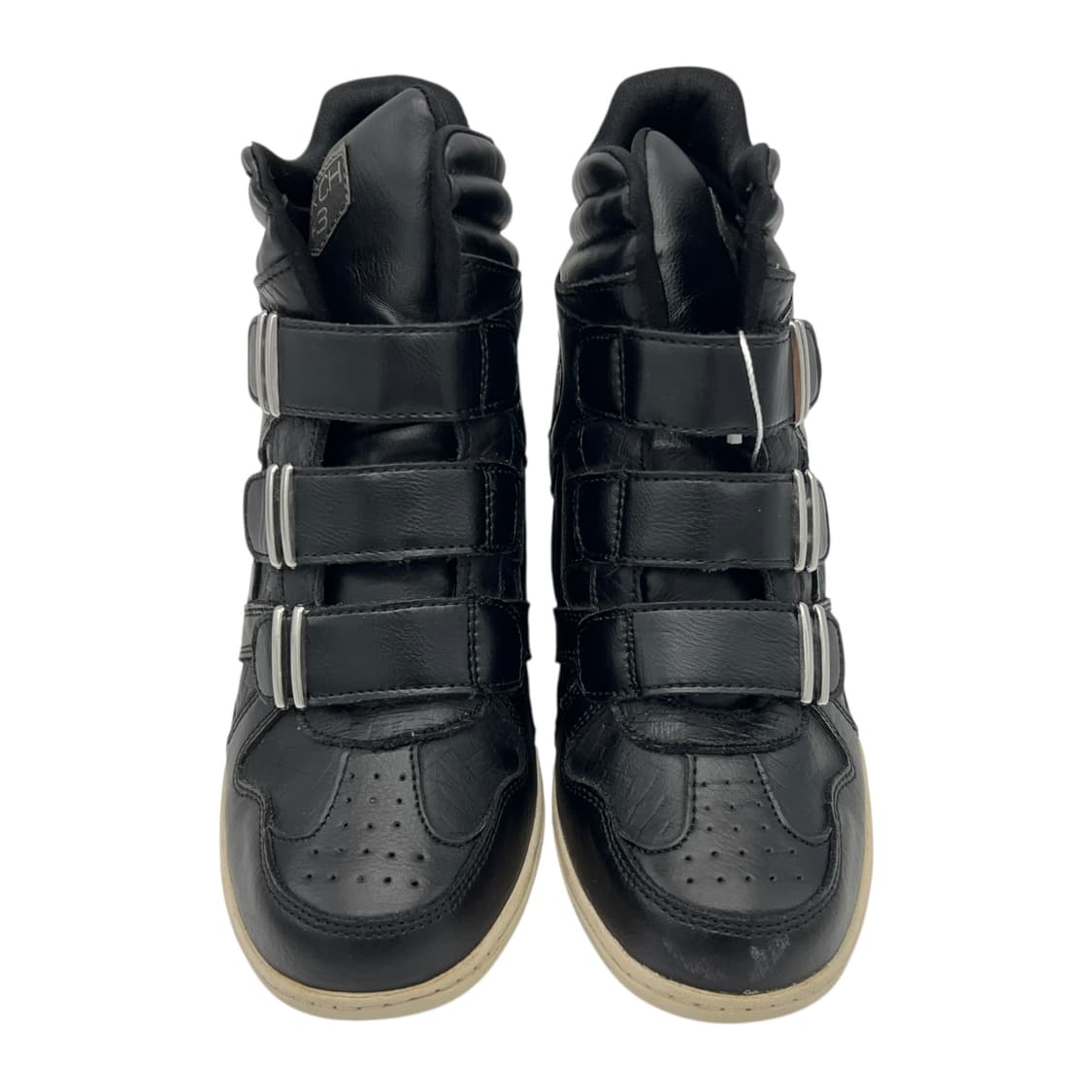 250 W 스케쳐스 스트랩 웨지힐 레더 스니커즈 블랙 상품이미지4