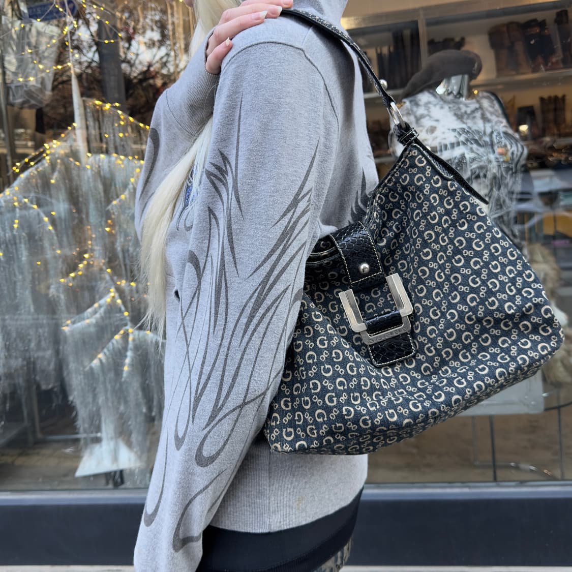 00s 게스 데님 & 블랙 버클 가방 상품이미지10