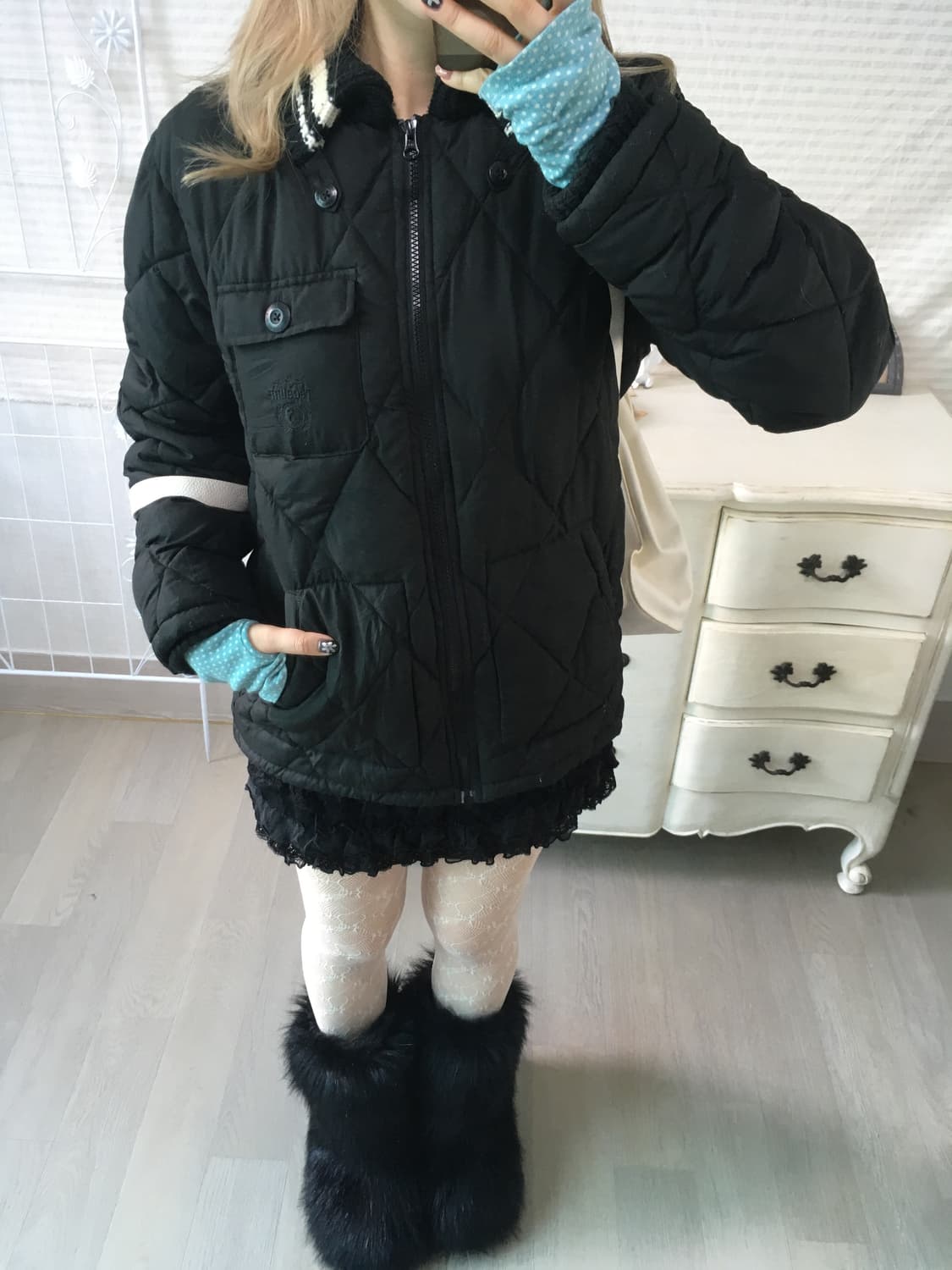 T&c surf 블랙 퀄팅 패딩 점퍼 상품이미지1