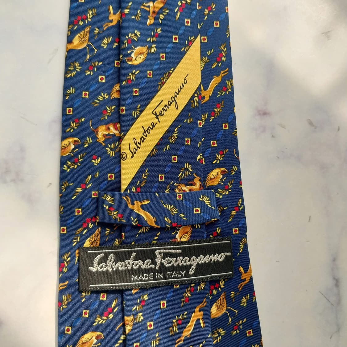 살바토레 페라가모 애니멀 모티브 넥타이 9.5cm S~A+등급 K2426 상품이미지9