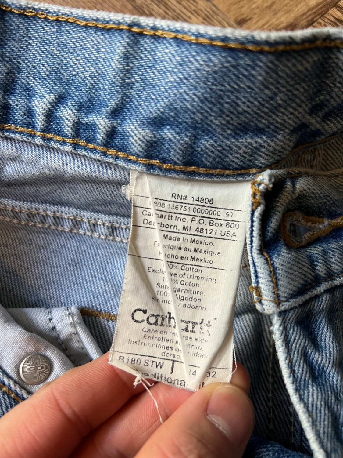 [34]칼하트 USA 빈티지 워싱 워크 데님 팬츠 상품이미지7