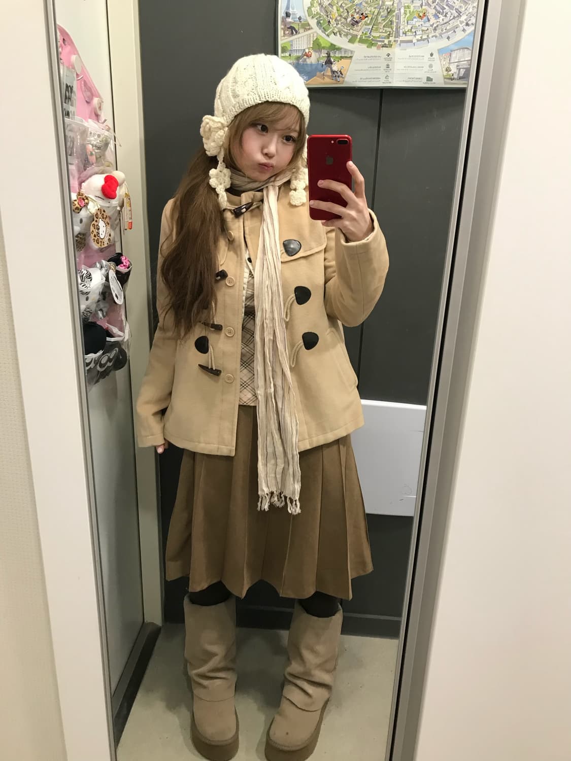 버버리 핑크 체크 베이지 코트 니혼진 모리걸 하치 코디세트 상품이미지1