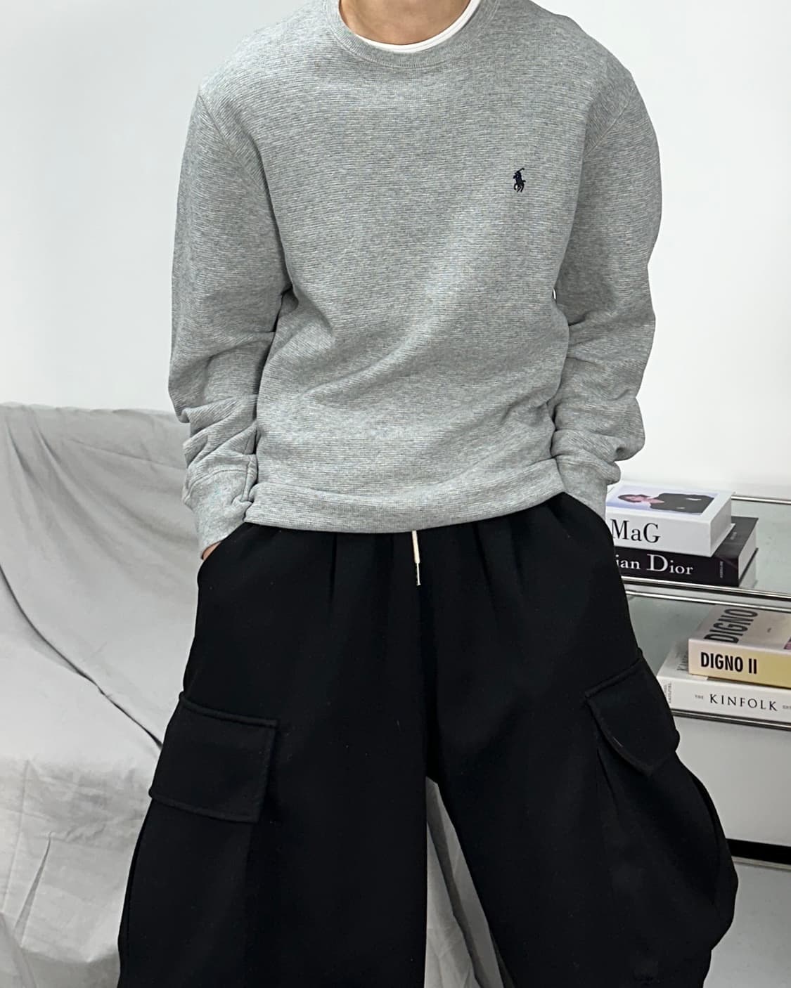 폴로 랄프로렌 그레이 와플티 M 상품이미지1