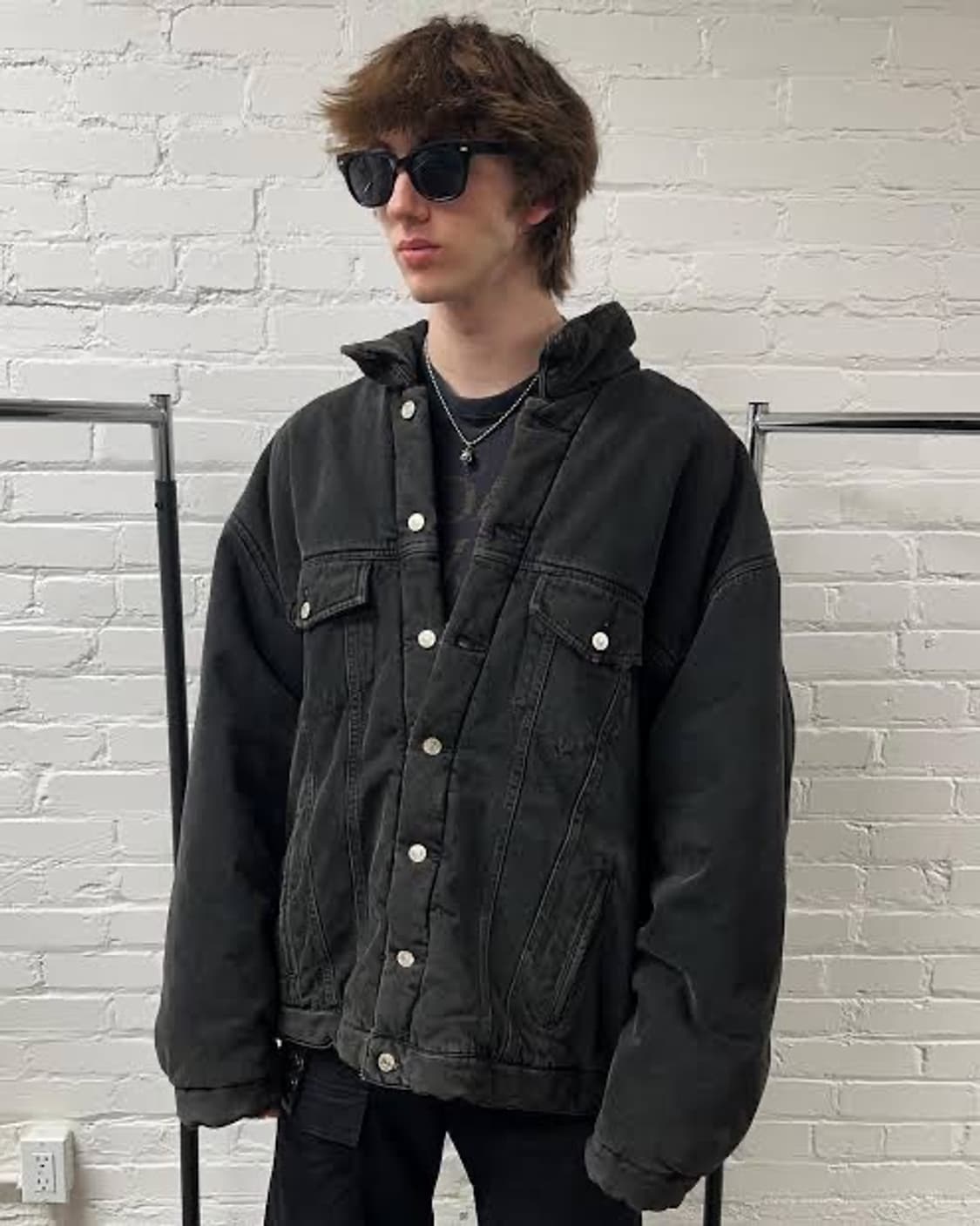 ( 급처 )  에이삽바리 와 양갱님의 발렌시아가 데님 패딩 자켓 흑청 상품이미지1