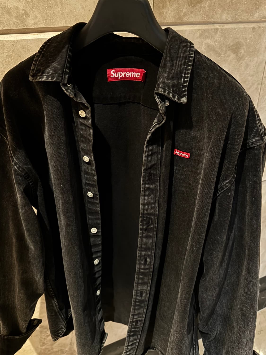 슈프림 스몰 박스 셔츠 워시드 블랙 상품이미지3