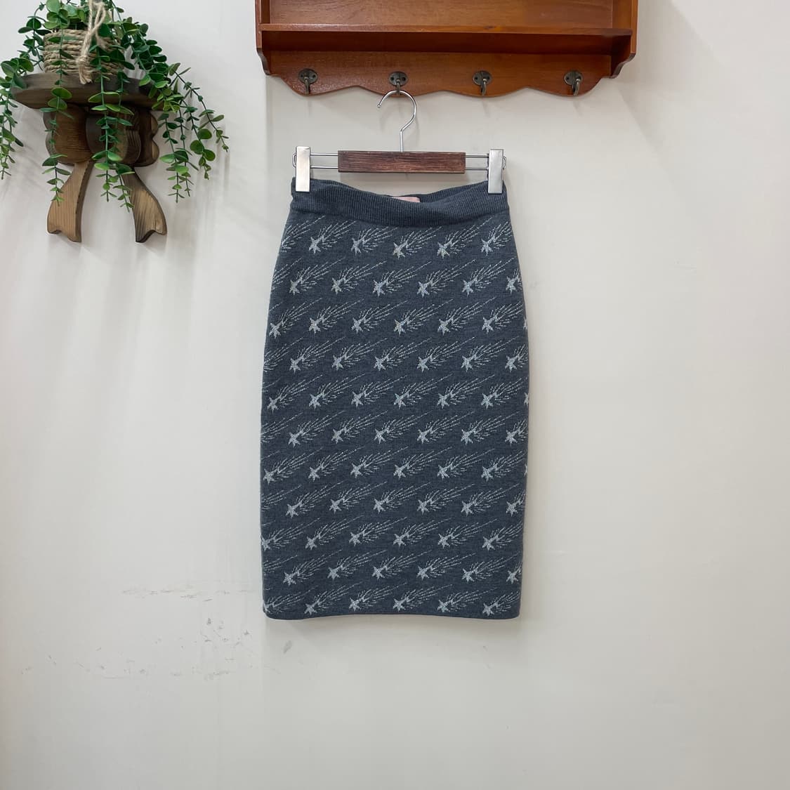 베이프 baby 라인 스타 울 니트 미디 스커트 상품이미지1