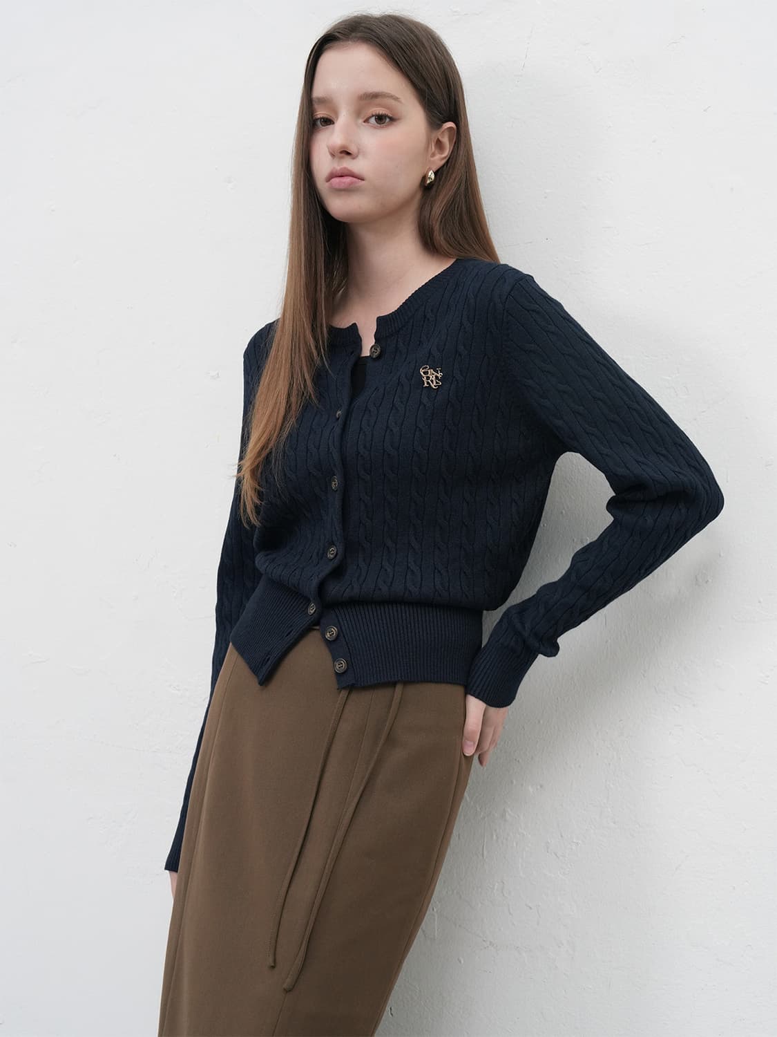 [새상품] 제너럴아이디어 시그니처 슈퍼파인 울 케이블 니트가디건 상품이미지3