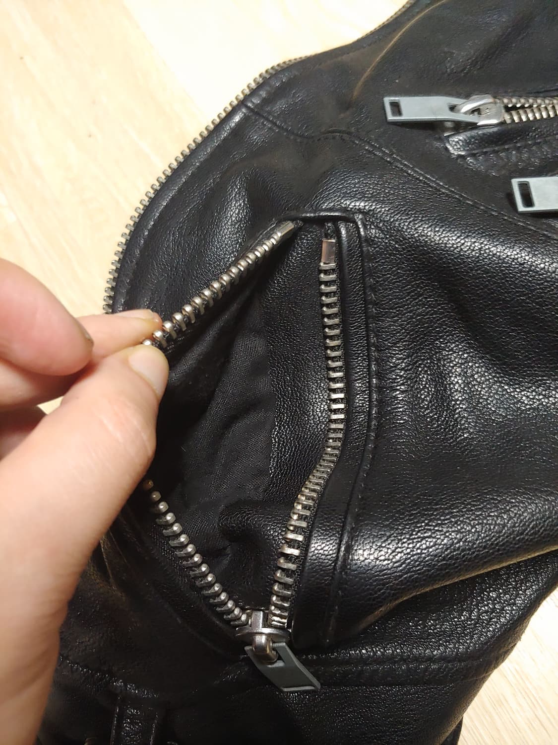 더블지퍼 염소가죽 라이더 자켓 L 상품이미지8