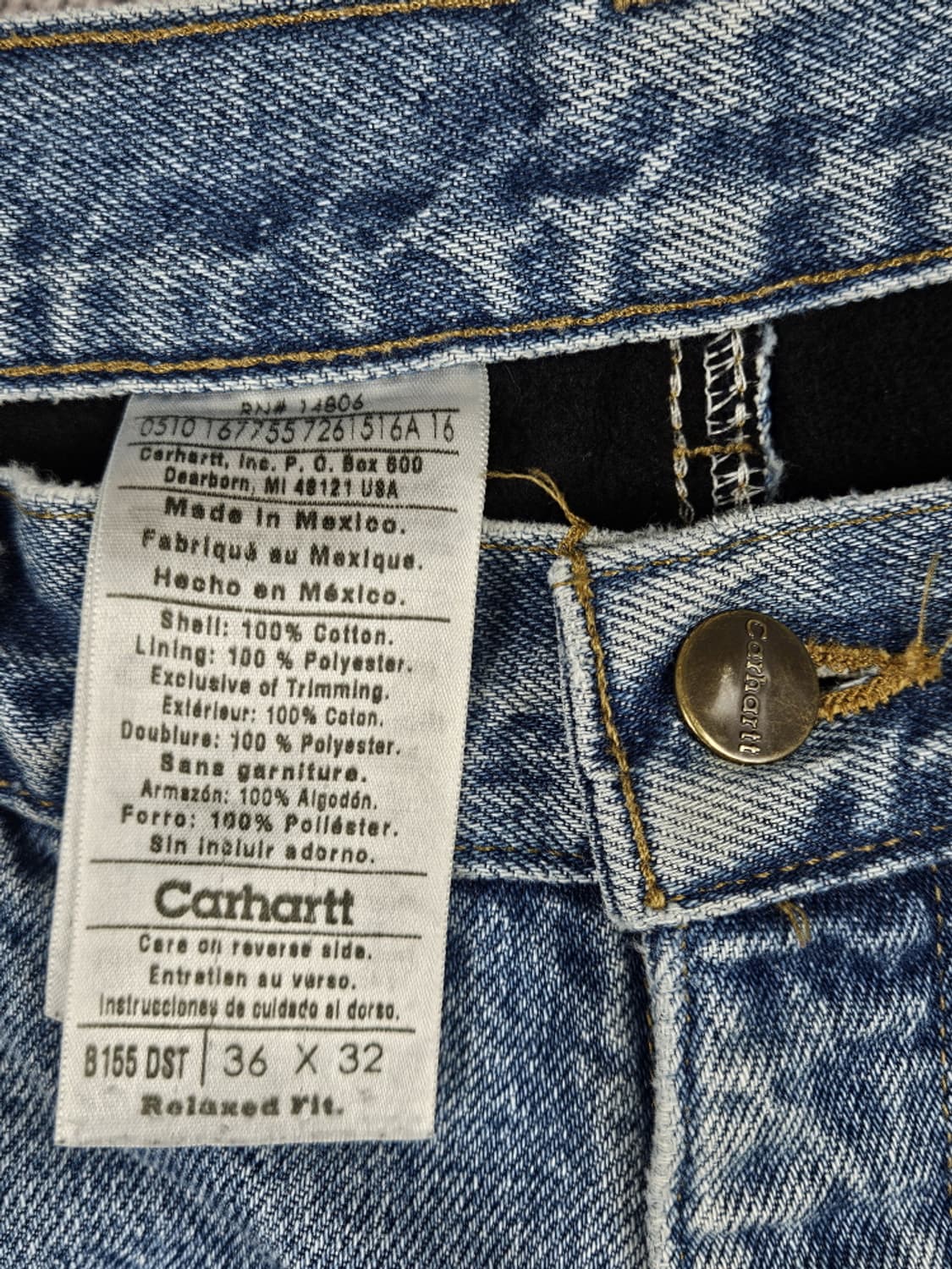 칼하트 헤비 플란넬 체크 데님 워크 팬츠 ( 36X32 ) / 10053 상품이미지7