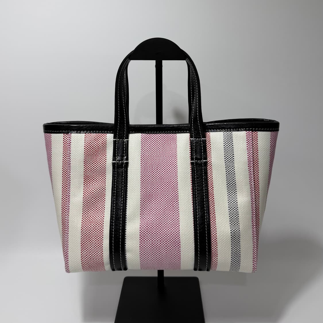 발렌시아가 바베스 스몰 이스트 웨스트 라피아 스타라이프 쇼퍼백 상품이미지3