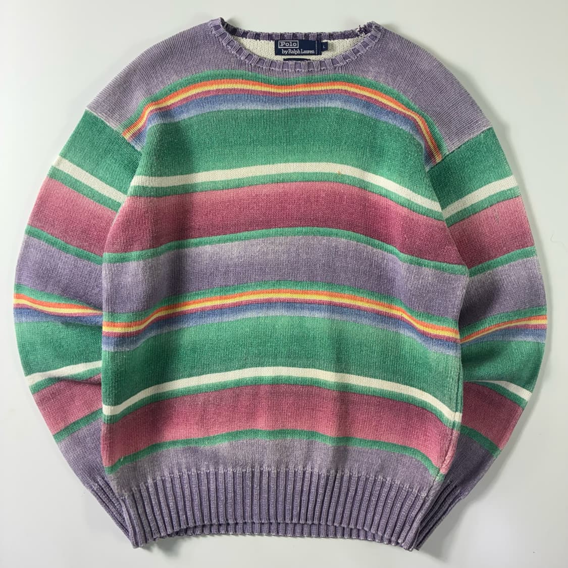 Polo  폴로 랄프로렌 90,s 코튼 파스텔 스트라이프 니트  상품이미지1