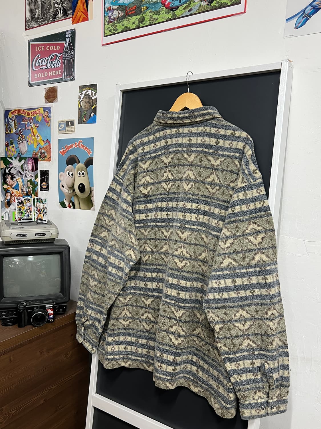 Vintage 빈티지 기하학 나바호 패턴 플리스 반집업 상품이미지7