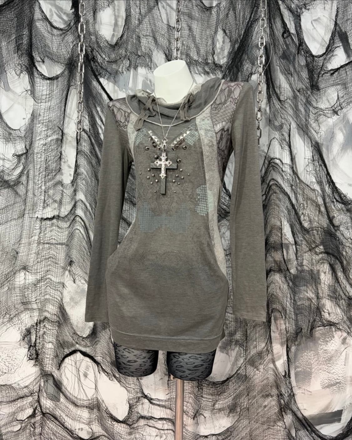 그런지 오리엔탈 시스루 탑 원피스 상품이미지1