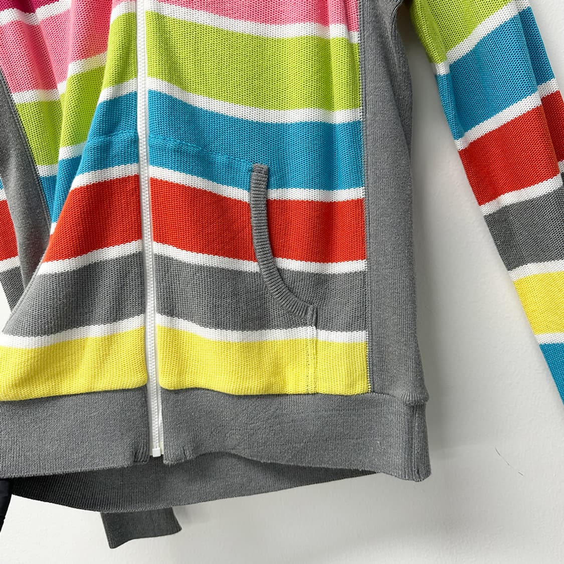 먼싱웨어 골프웨어 스트라이프 니트 후드 집업 자켓 점퍼 여성 L 상품이미지3