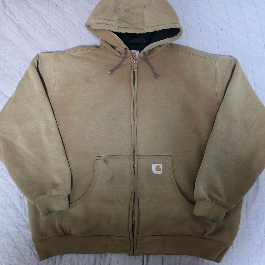 [2XL] 빈티지 칼하트 더블페이스 트래쉬드 썬페이드 써멀 후드집업 상품이미지1