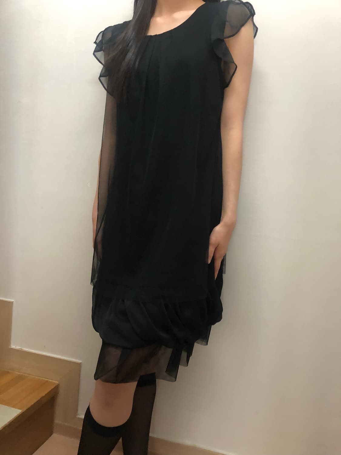 빈티지 블랙 레이스 프릴 원피스 상품이미지2