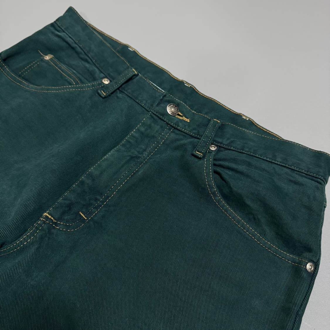 랭글러(Wrangler) 딥 그린컬러 다잉 코튼 스트레이트 데님 팬츠 상품이미지5
