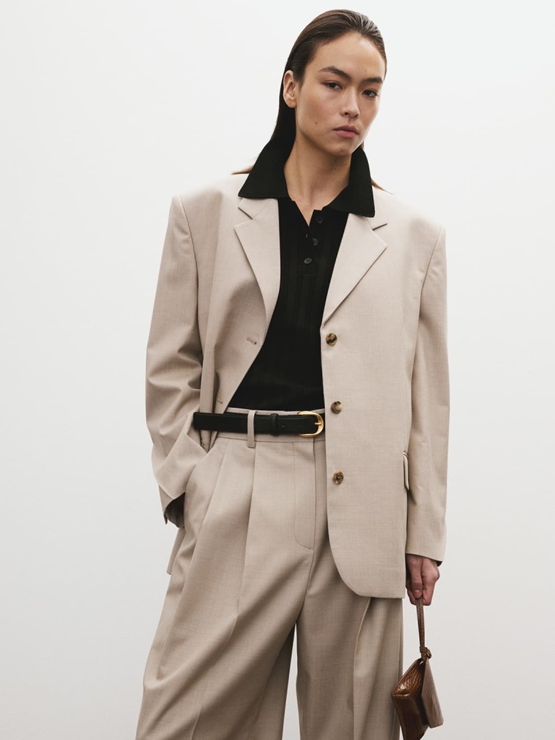 [할인]렉토 RECTO 울 블렌드 테일러드 대디 싱글 자켓 세피아 베이지 상품이미지1