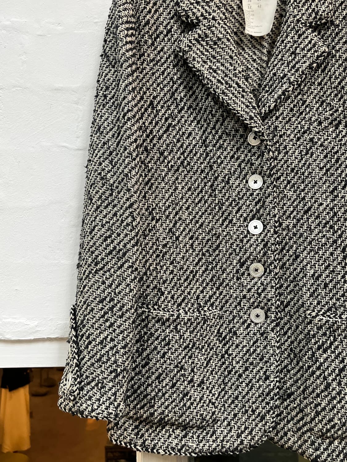 Rena Lange 블랙 앤 화이트 트위드 블레이저 42 상품이미지5
