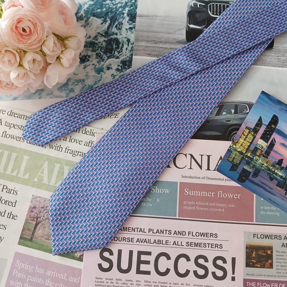 마이클코어스 실크 블루 지그재그 넥타이 7.8cm A+등급 A19050
 상품이미지4