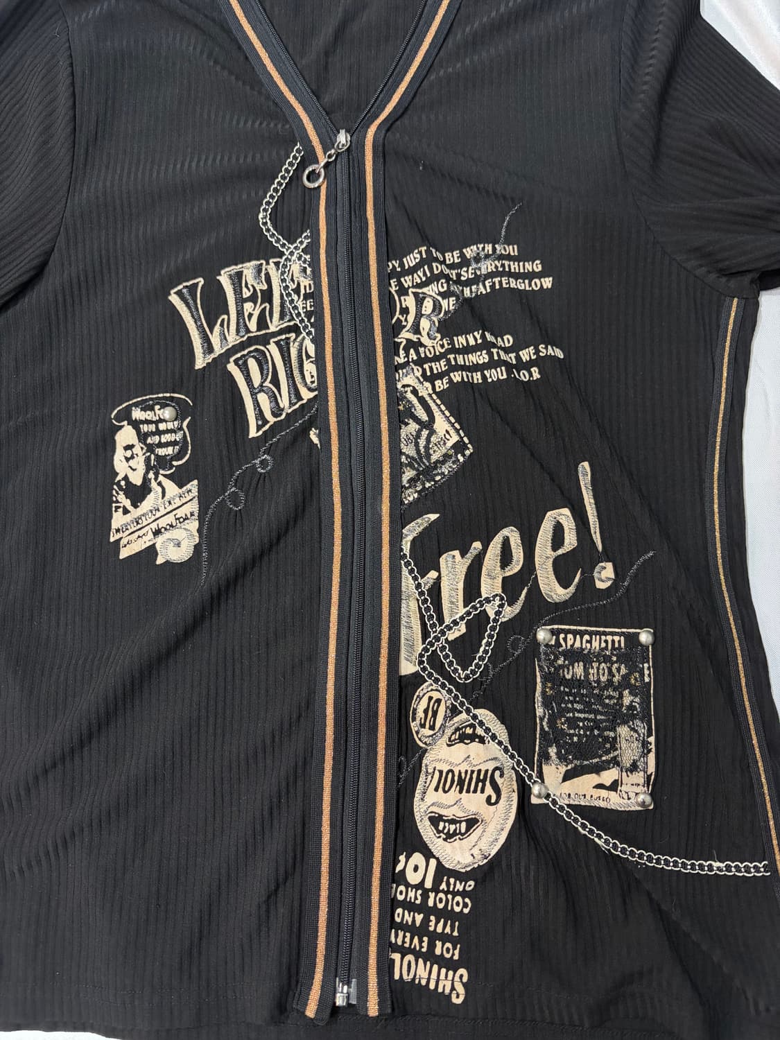 Y2K Printing chain zipper Layered sleeve 상품이미지10