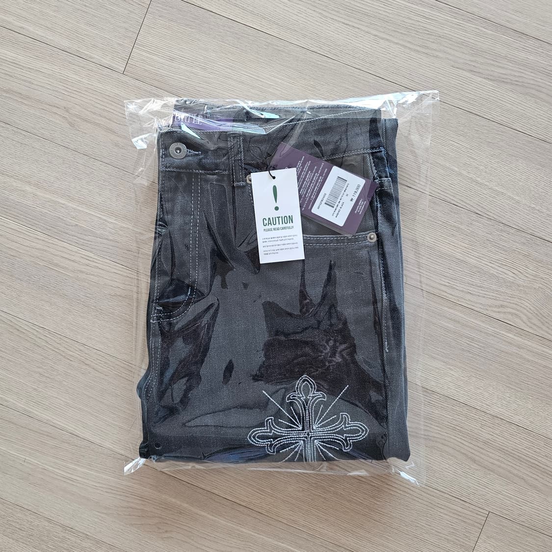 32 새제품) 비슬로우 세미 부츠컷 데님 블랙 웨스턴 청바지 고딕 자수 상품이미지10