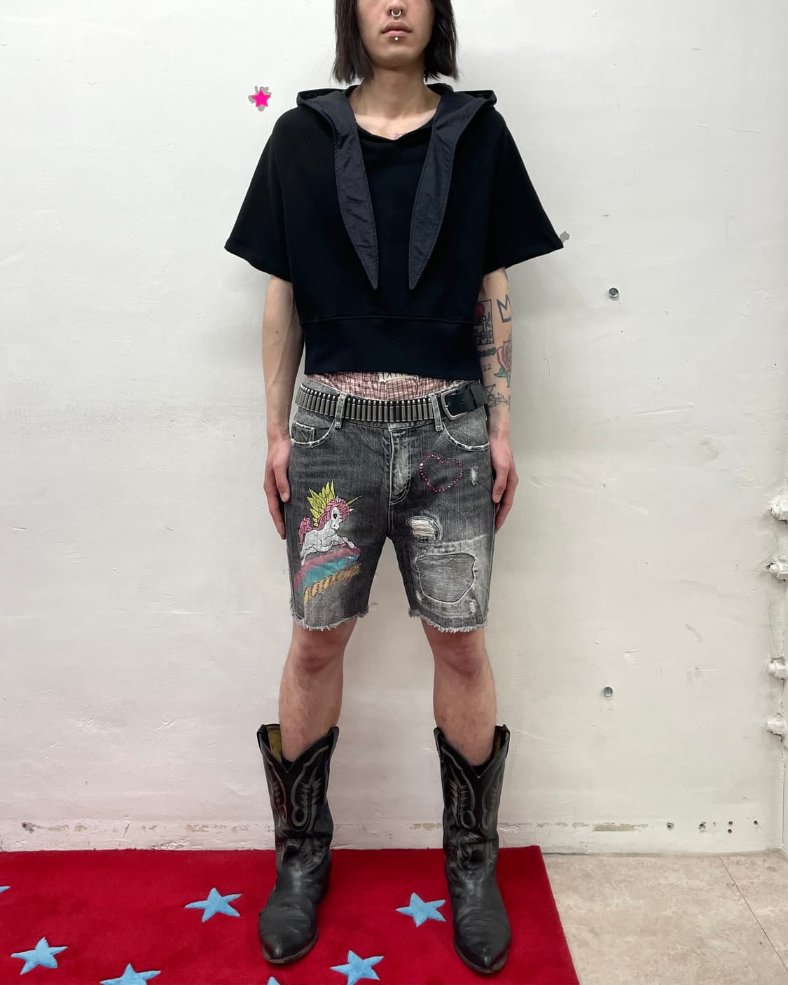 Strap Black Hooded T-Shirt 상품이미지5