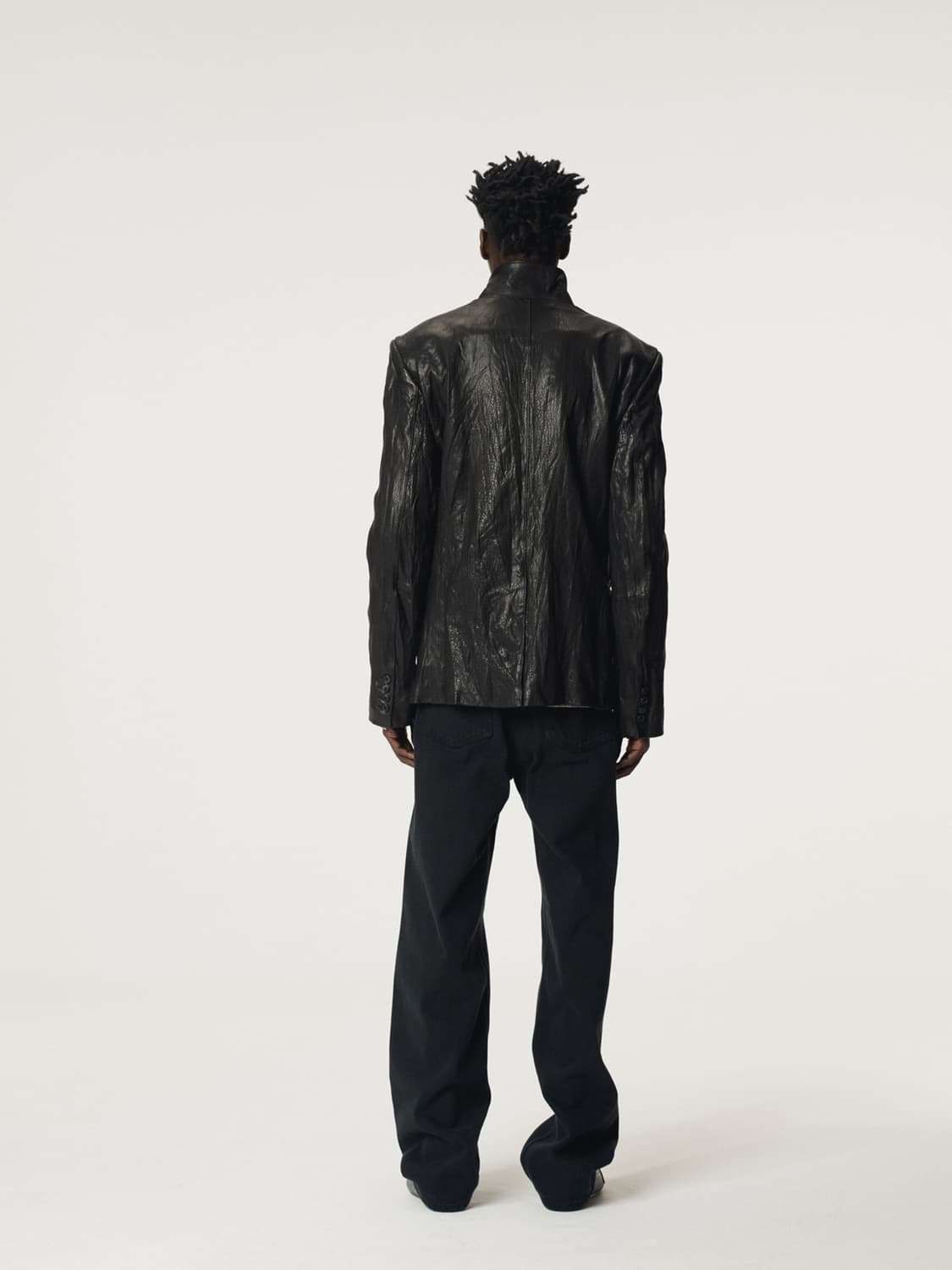 [L] 렉토 크링클 레더 가죽 싱글 블레이저 자켓 상품이미지8