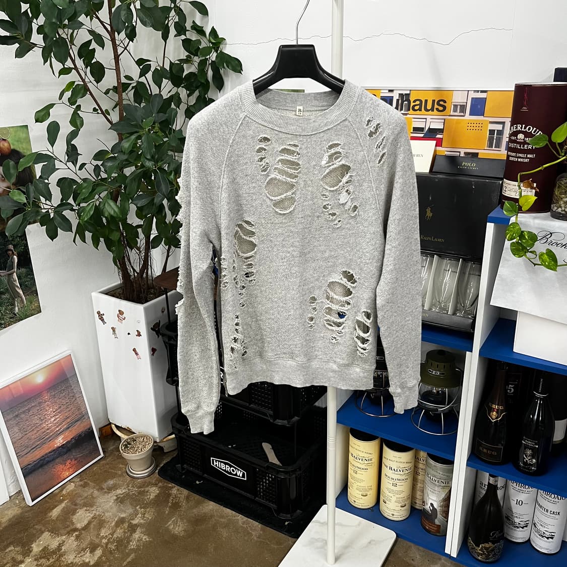 R13 알써틴 디스트레스드 사이드집업 스웻셔츠 XS 상품이미지1