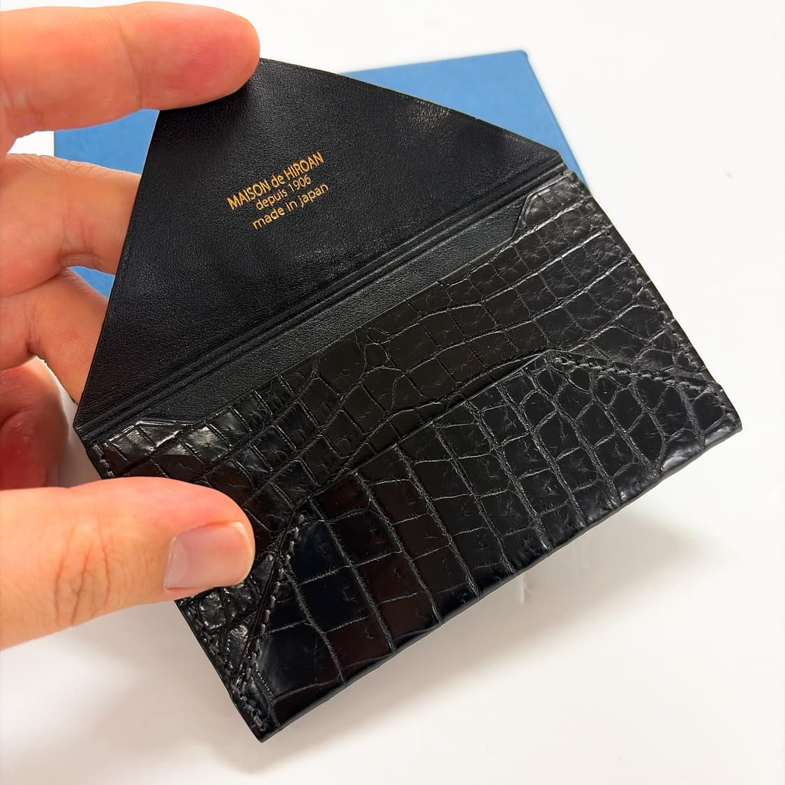 (정품/새상품) 메종 드 히로안 블랙 악어가죽 카드지갑 상품이미지2