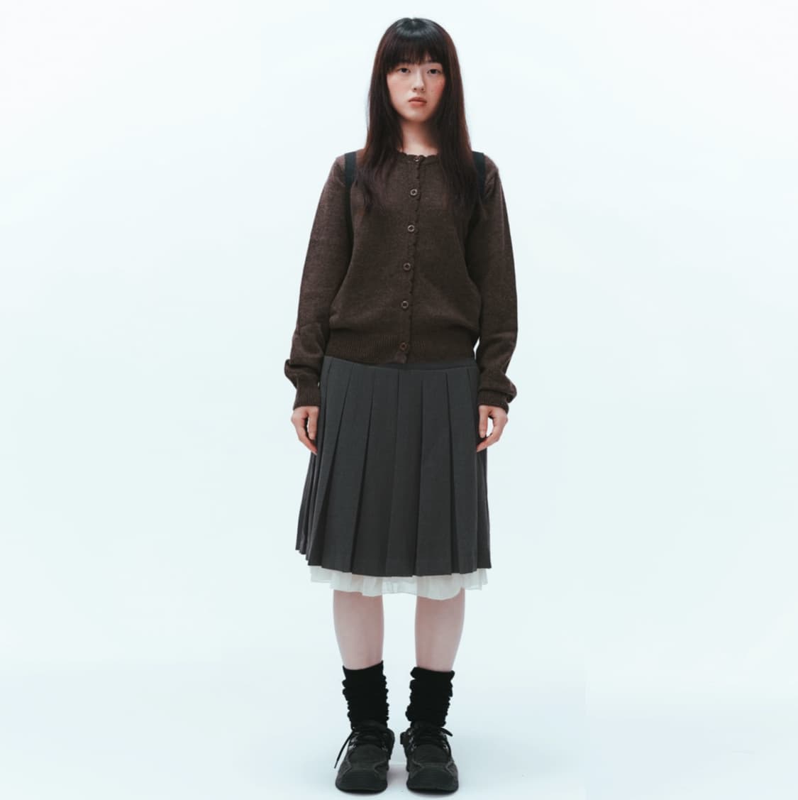 코이세이오 플라워 버튼 가디건 브라운 상품이미지2