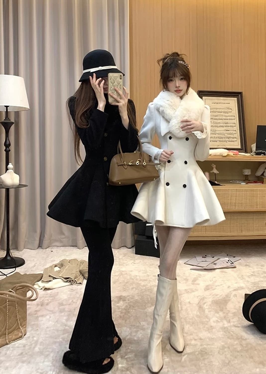 Lady DiDi 햅번블랙 더블버튼 하프 드레스코트 상품이미지8