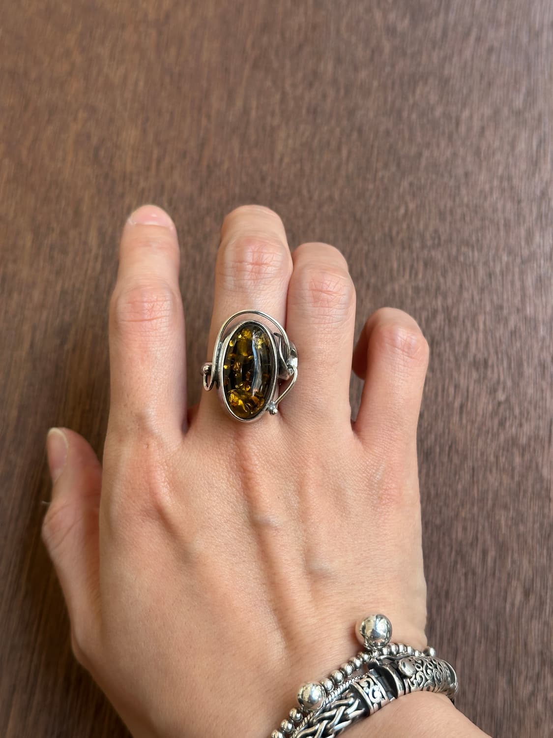 Vintage Amber 925Silver Ring 상품이미지2