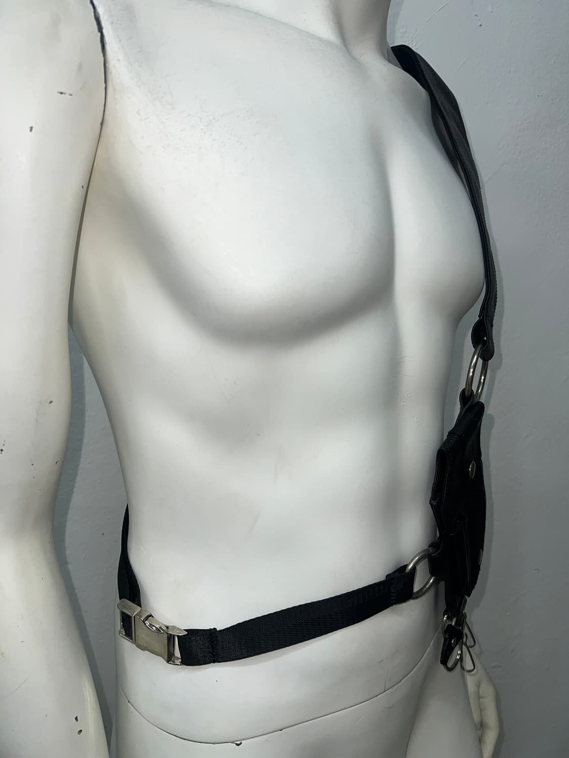 LANDLORD 블랙 가죽 유틸리티 백 사이버코어 택티컬 상품이미지6