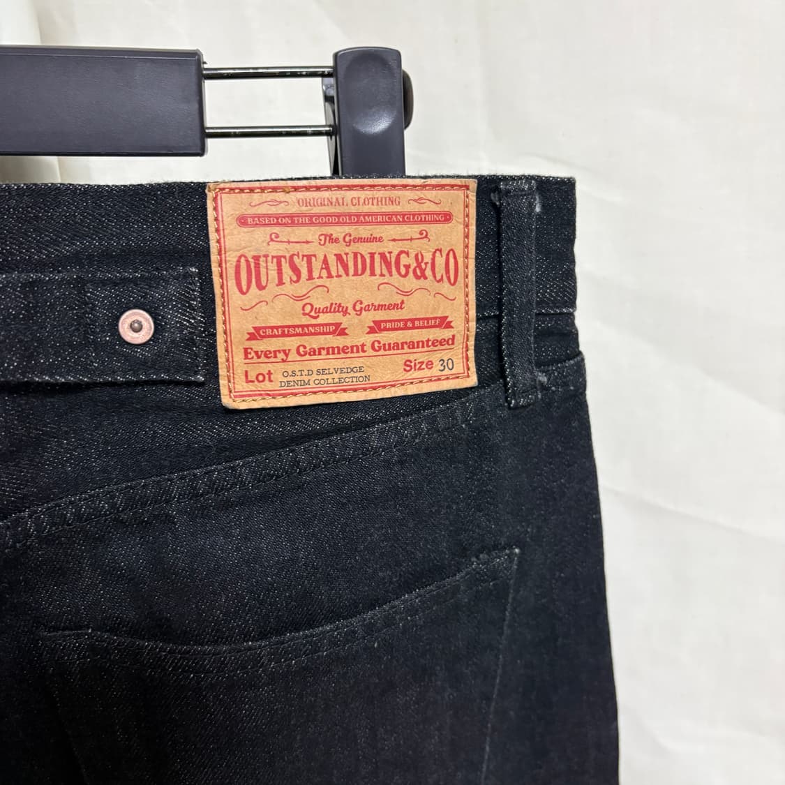 아웃스탠딩 30s 신치백 셀비지 와이드 데님팬츠 / 블랙, S(30) 상품이미지8