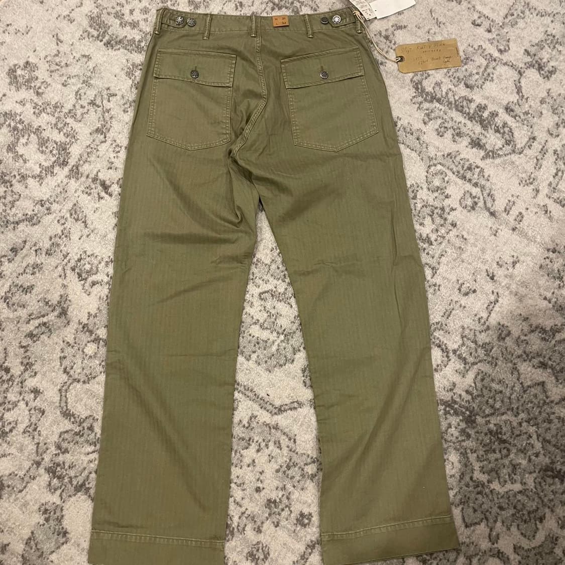 31/32 RRL 올리브 헤링본 퍼티그 팬츠 상품이미지5