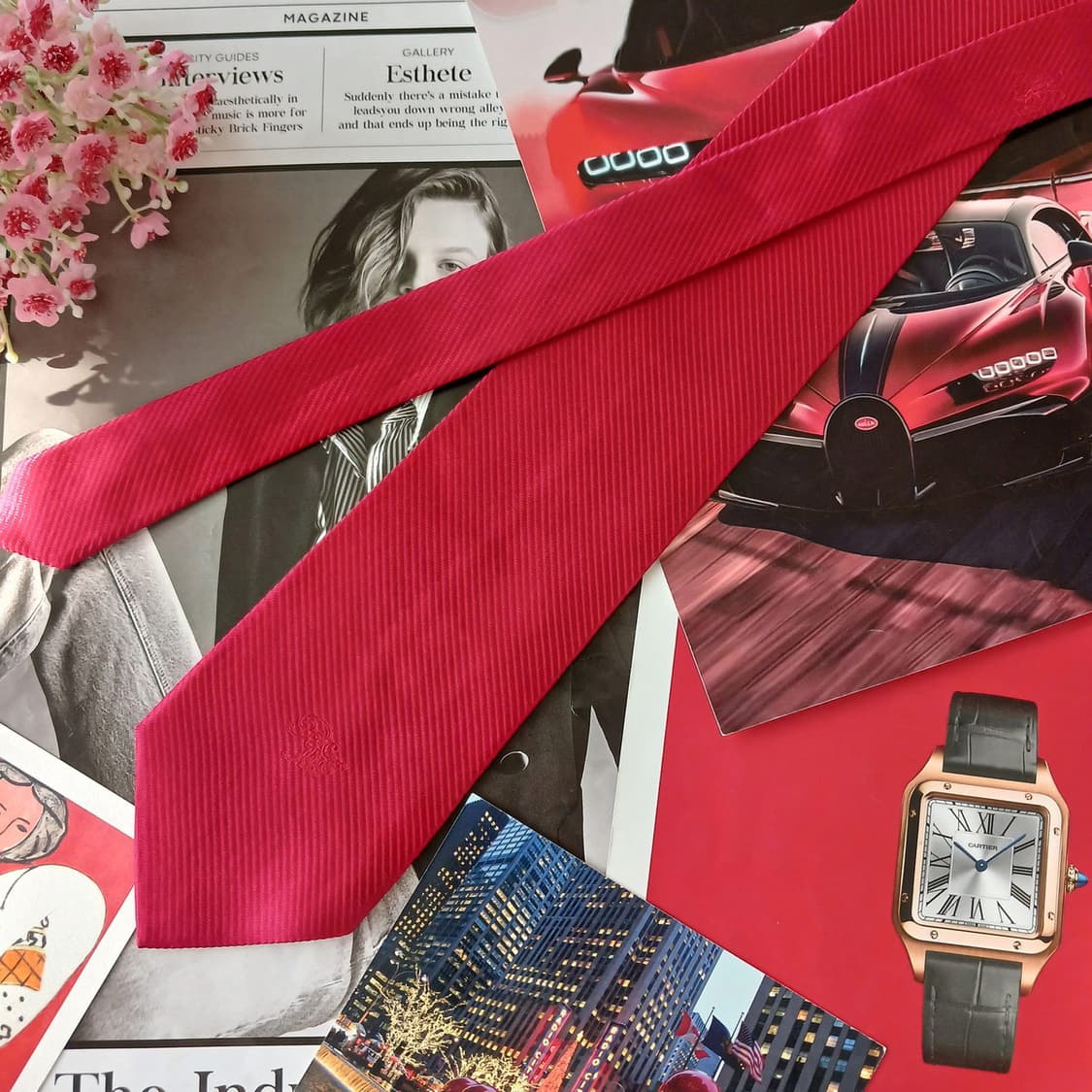 니나리치 실크 레드 솔리드 넥타이 9cm A+등급 A19248
 상품이미지3