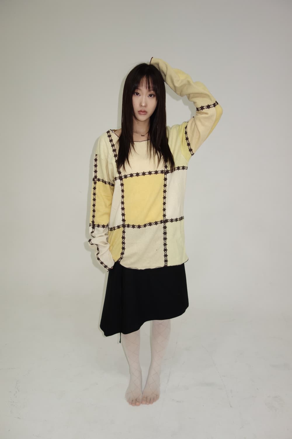 넘버나인 02AW “nowhere man"1of1 캐시미어 패치워크 니트 상품이미지1