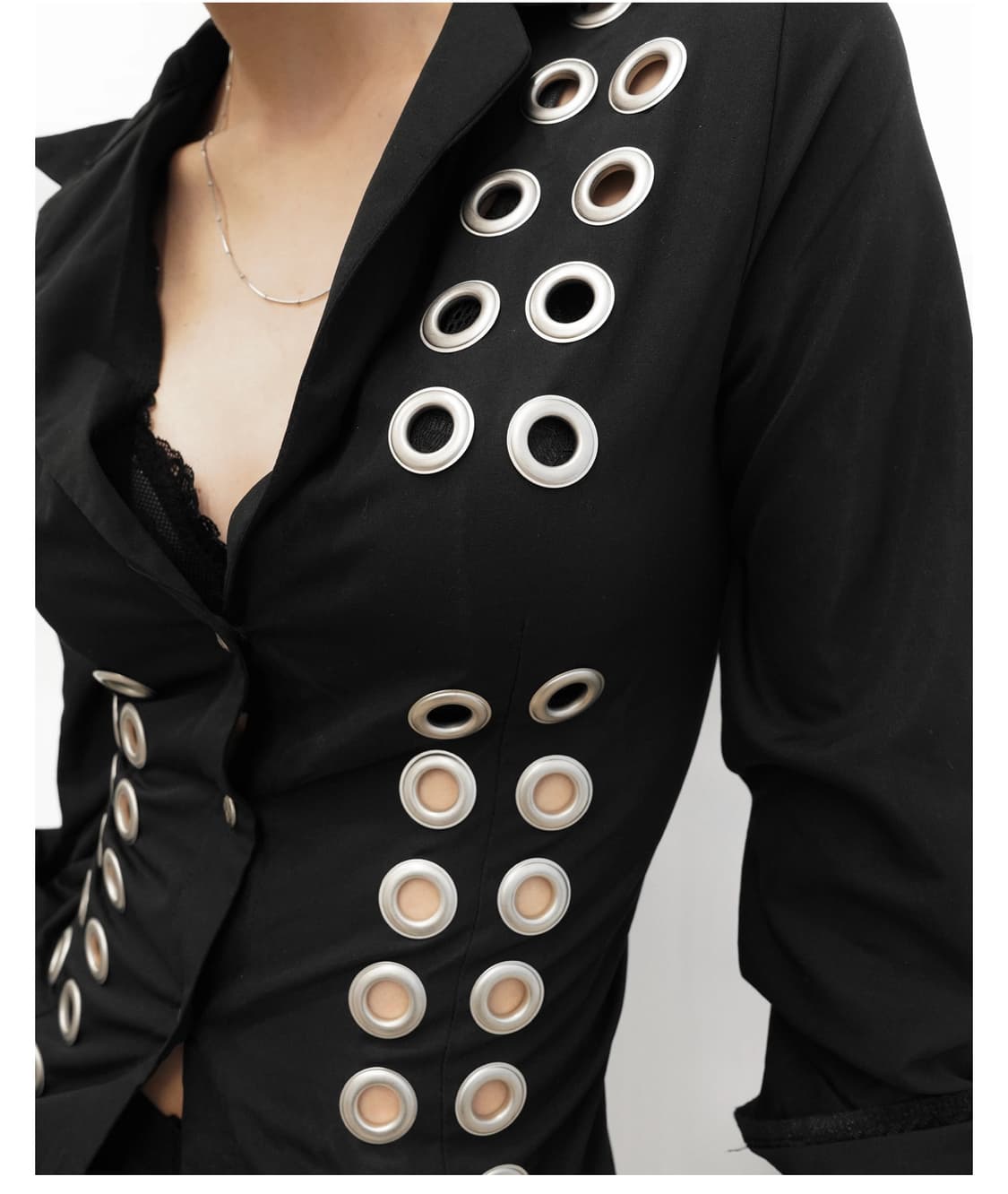 KIMYO BACK CORSET SLIM SHIRT IN BLACK 상품이미지3