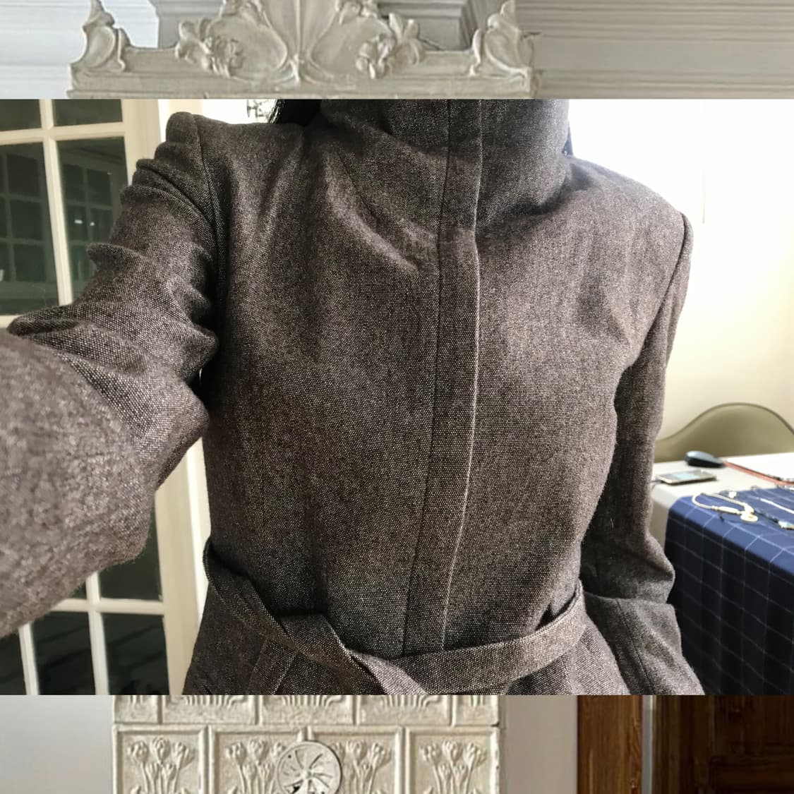 vintage high neck belt jacket 상품이미지4