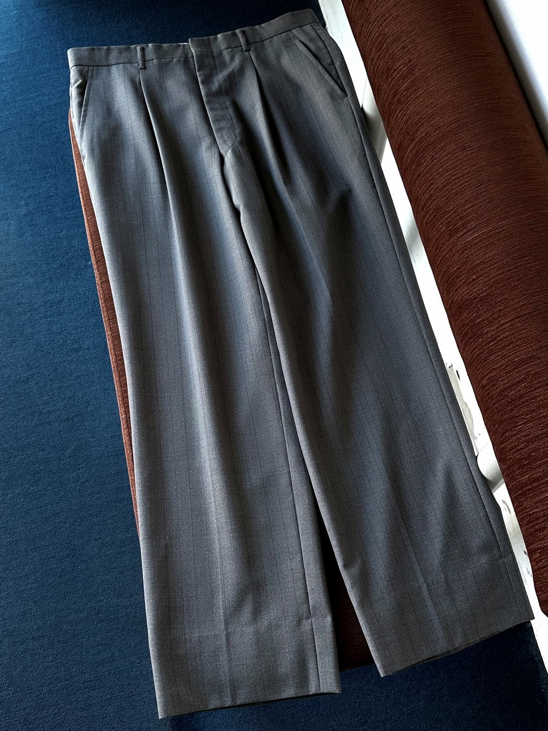 Light wool poly 1 tuck wide trousers 상품이미지2