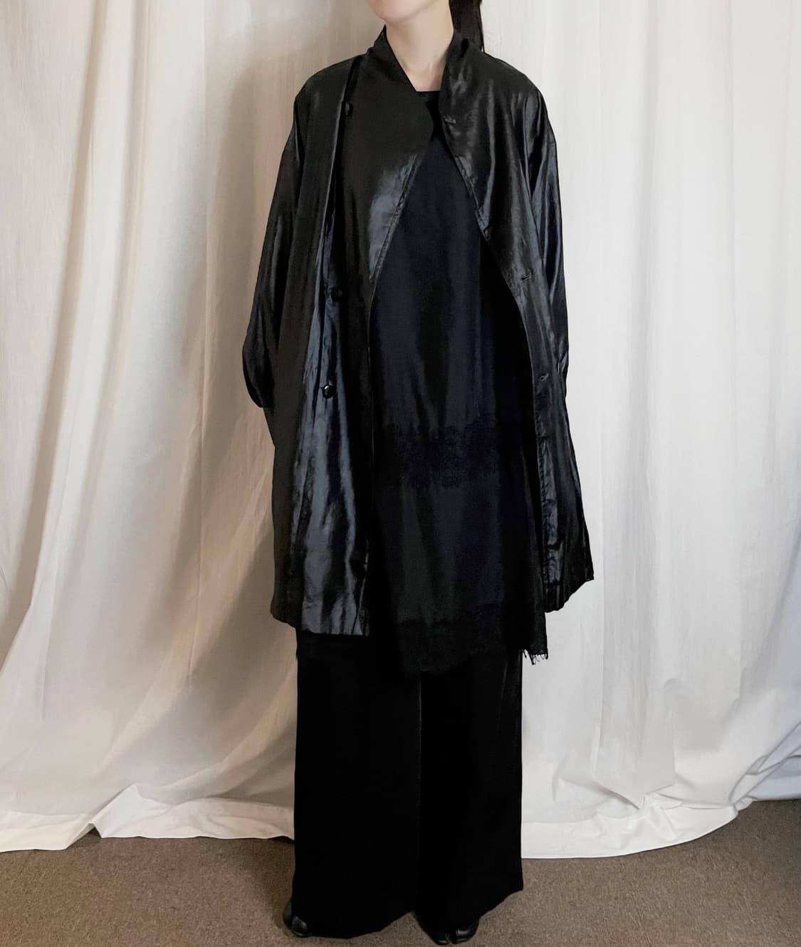 Reversible Glossy Floral Jacket - Black 상품이미지2