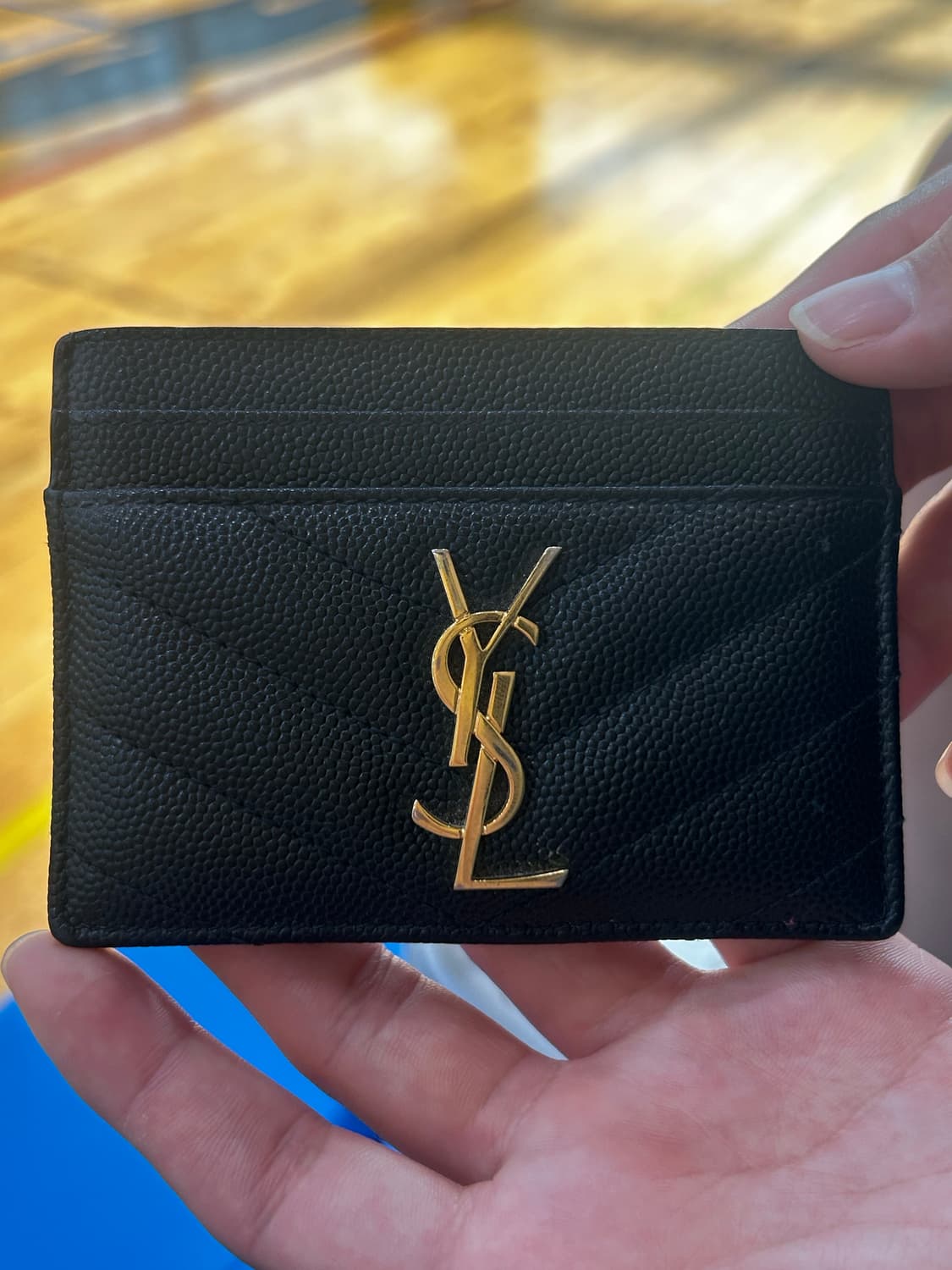 생로랑 마틀라세 금장 카드지갑 블랙 상품이미지1