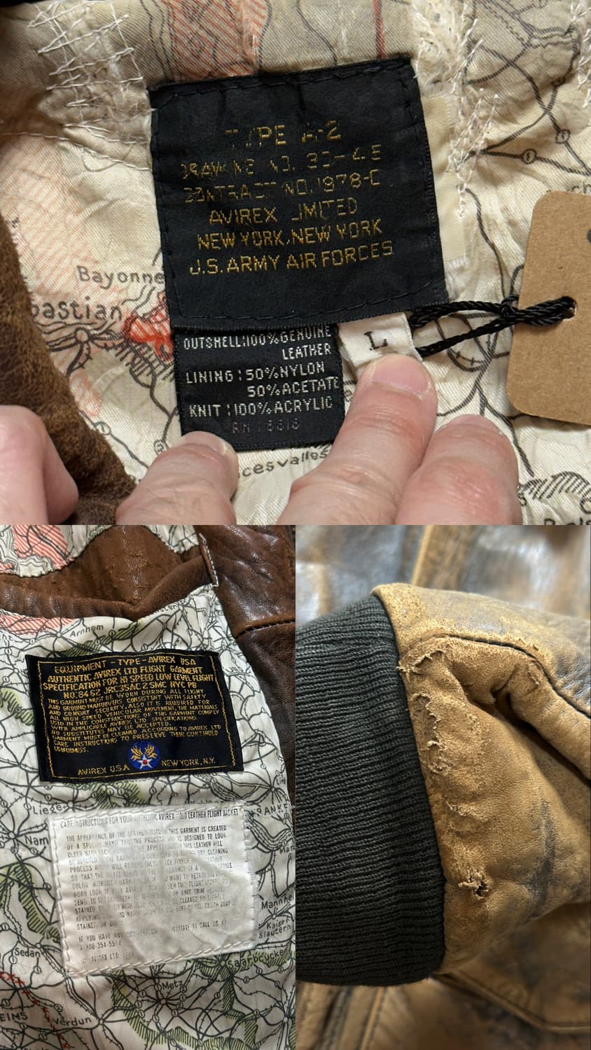 90's OG 아비렉스 레더 A-2 자켓 빈티지 레더 봄버 자켓 상품이미지8